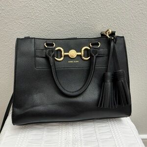 Anne Klein Black Satchel with Gold Accents